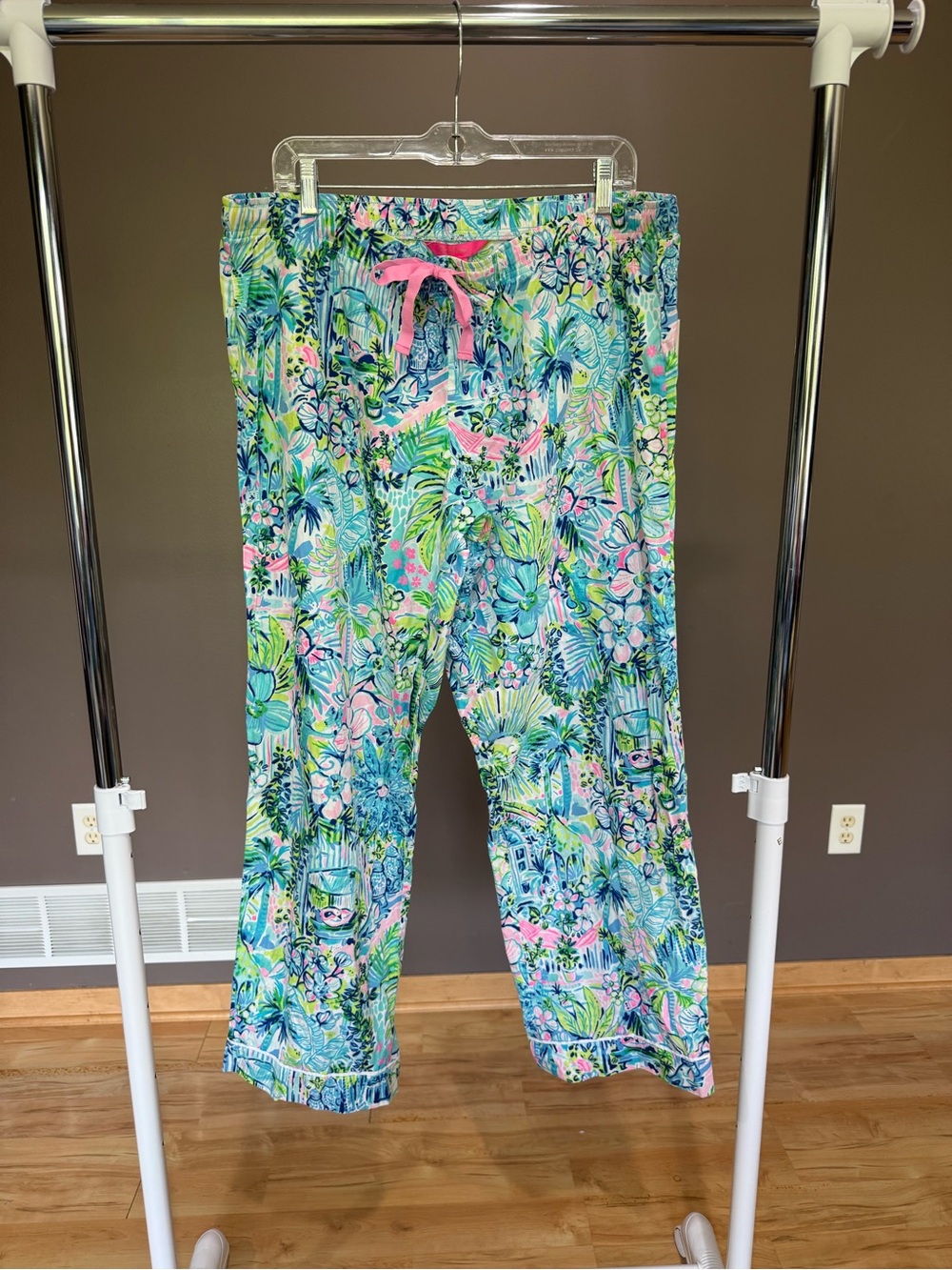 Lilly Pulitzer Tropical Floral Pajama Pants in “Lilly’s House” Print